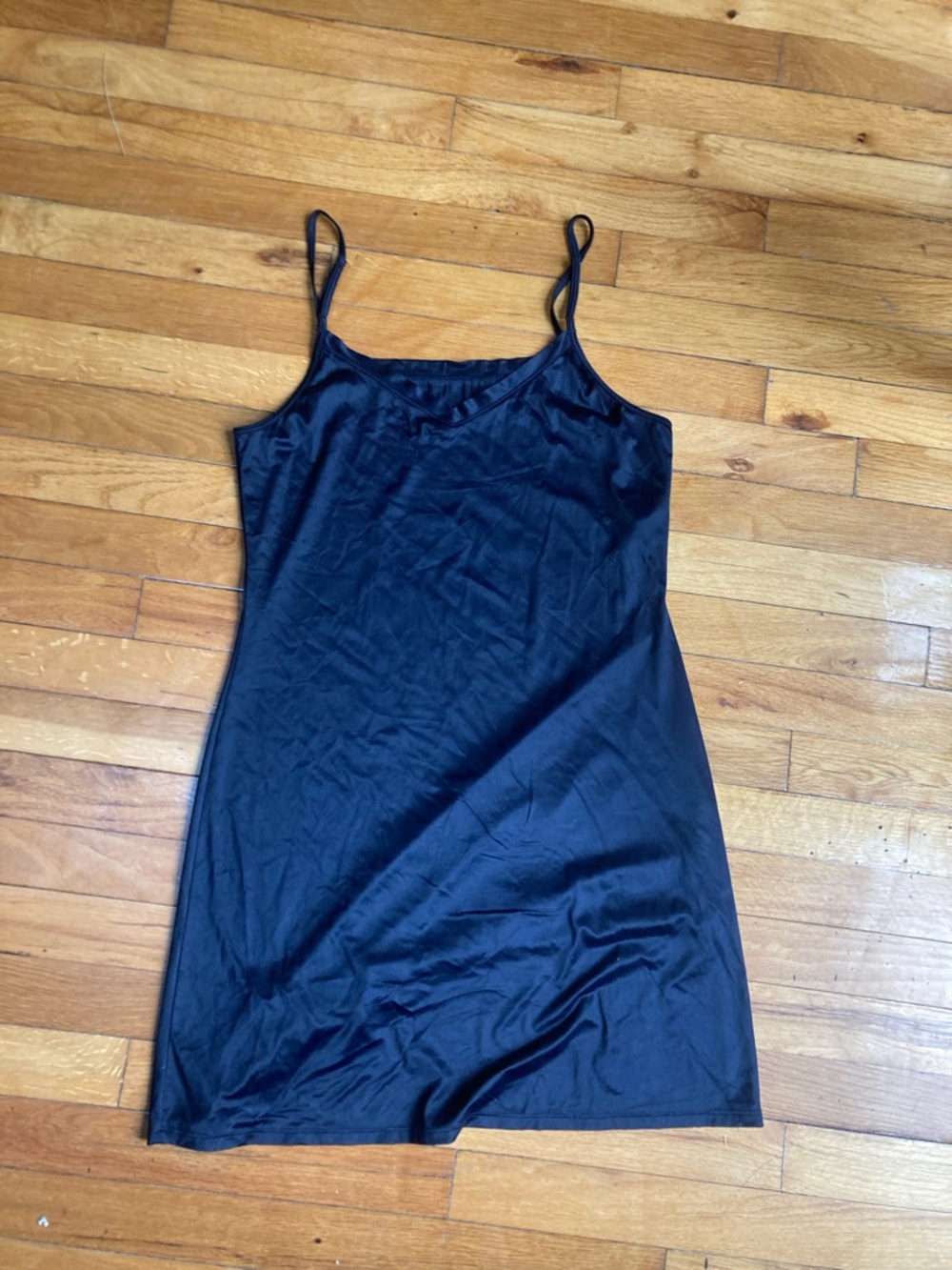 Vanity Fair Black Satin Slip Chemise